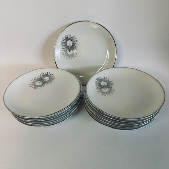 Kutani Burst China (11) Bread Plates White/Silver/Gray Japan Hand Painted VTG - Picture 2 of 12